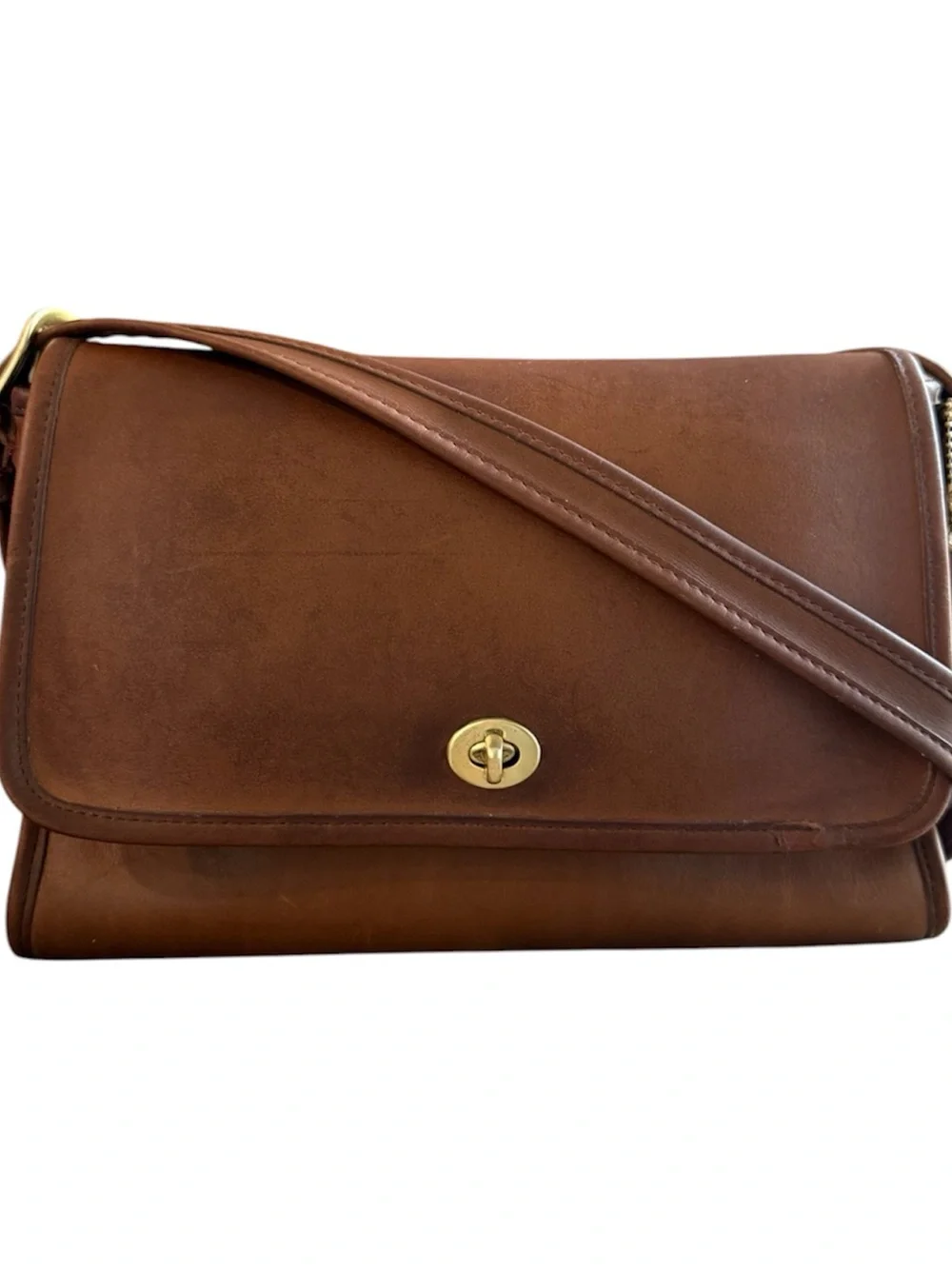VINTAGE COACH BROWN LEATHER SHOULDER BAG - LARGE CITY BAG